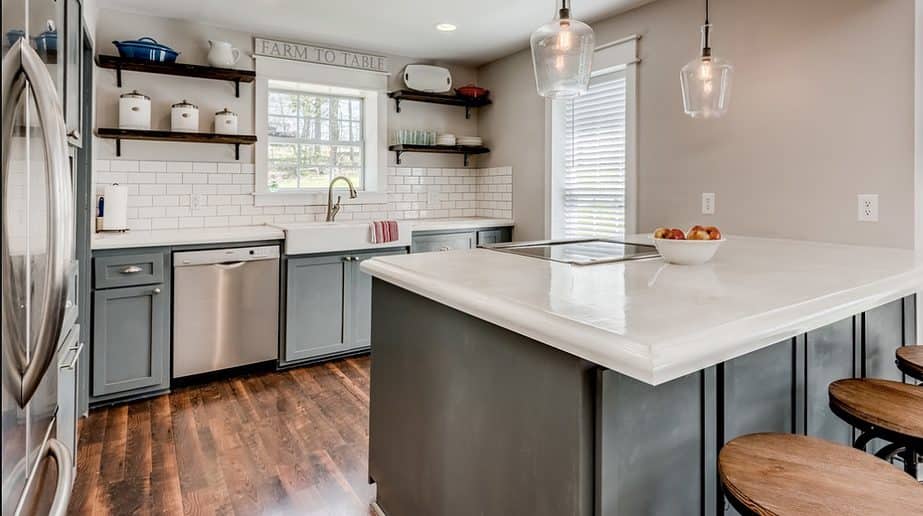 white concrete counters