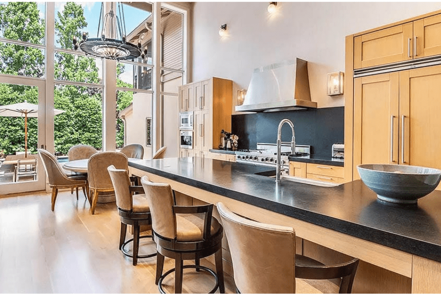 black concrete countertops in kitchen