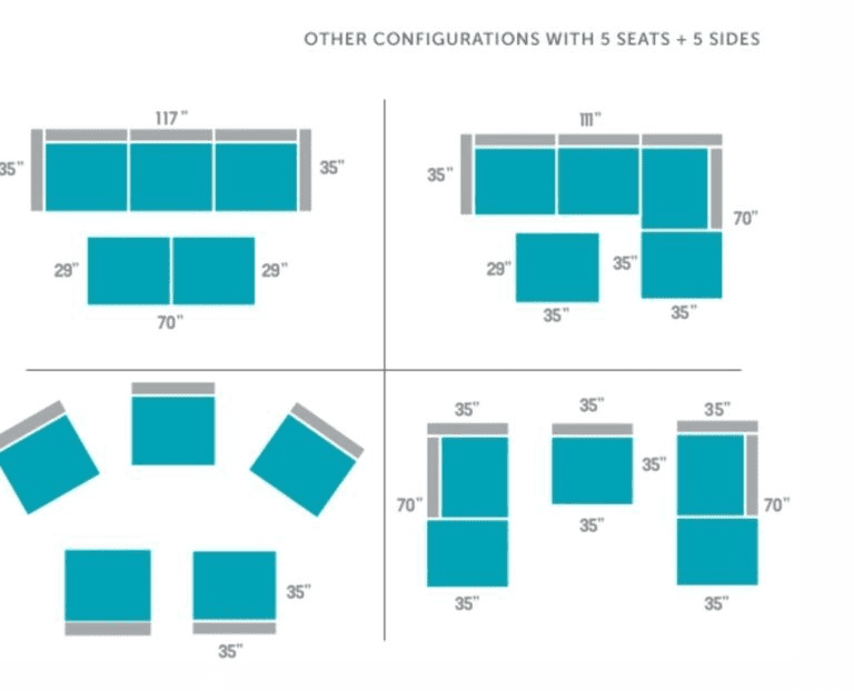 U Shaped Sectional for a Small Space Sactional 5 seats 5 sides 