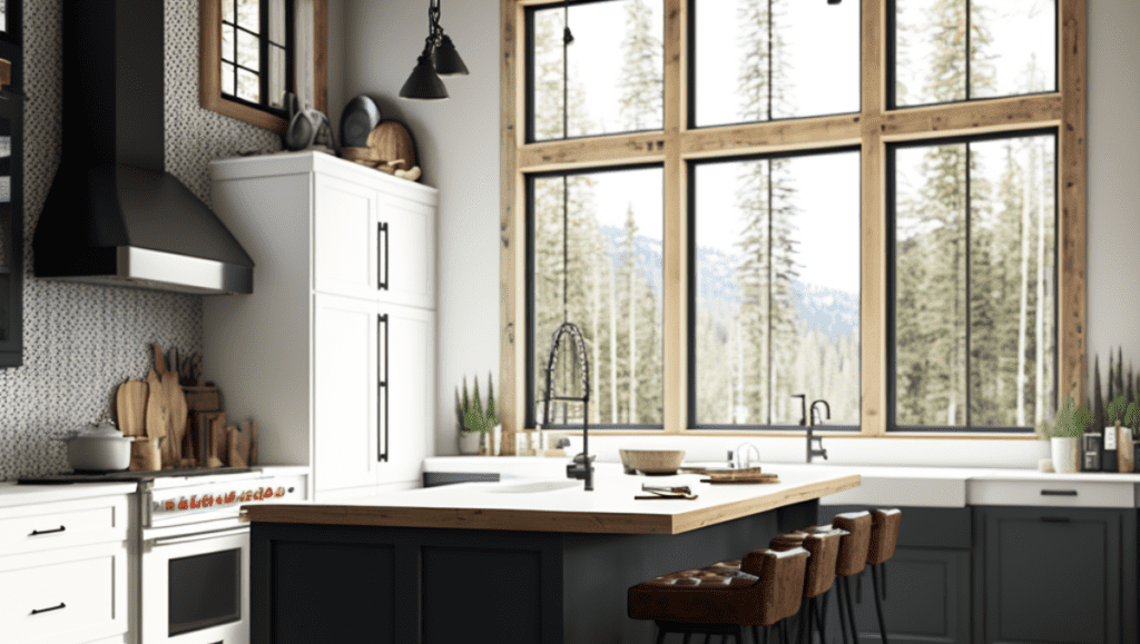 farmhouse black kitchen cabinets